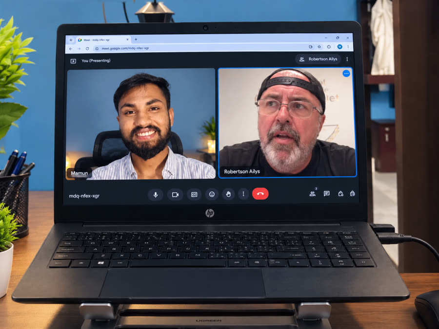 Live video consultation call with a client