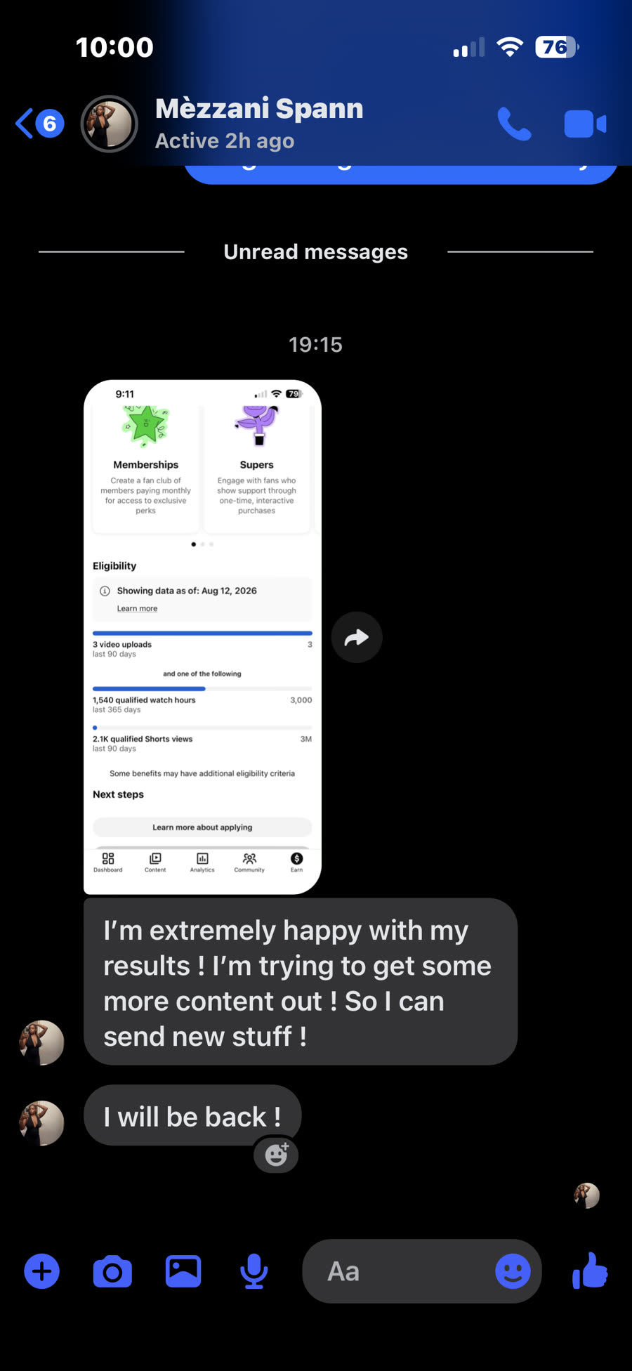 Client expressing satisfaction with results