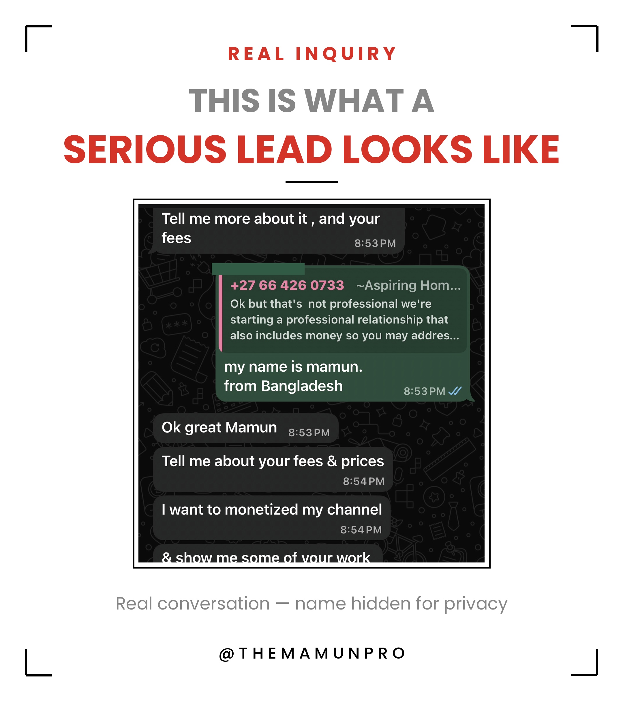 Real client inquiry conversation